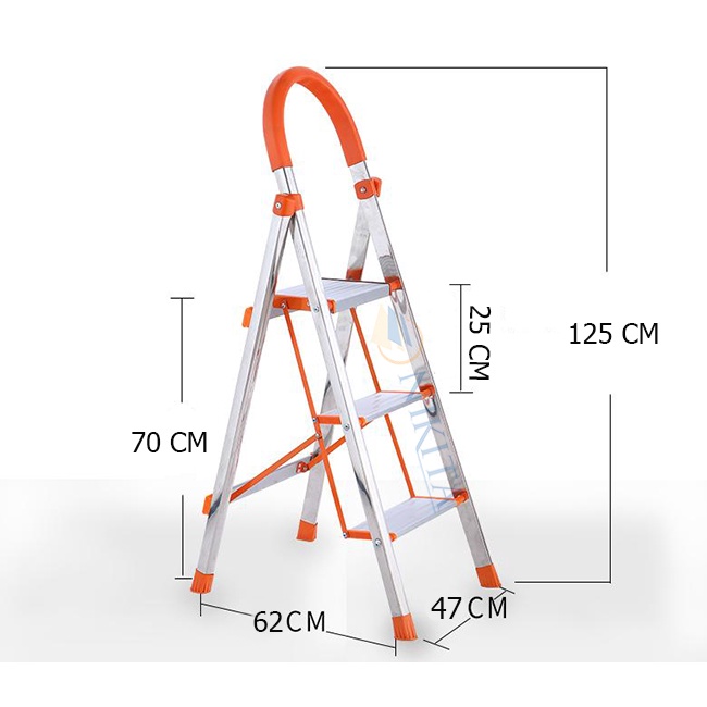 Thang ghế INOX bậc lớn NIKITA IN03 3 bậc - Chính hãng