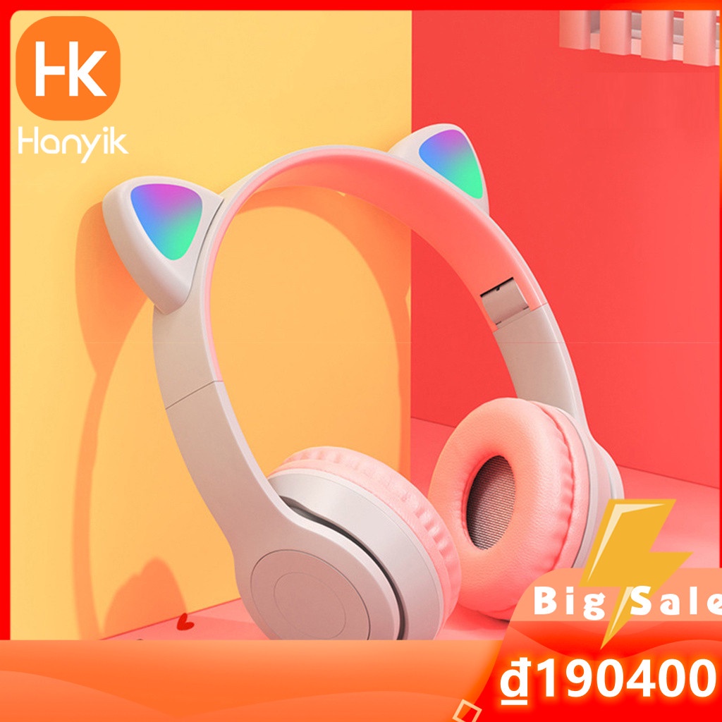 Tai nghe mèo bluetooth chụp tai có mic Headphone Tai Mèo Bluetooth 5.0 Tai Nghe Chụp P47M Mẽ Thương Có Micro Đàm Thoại
