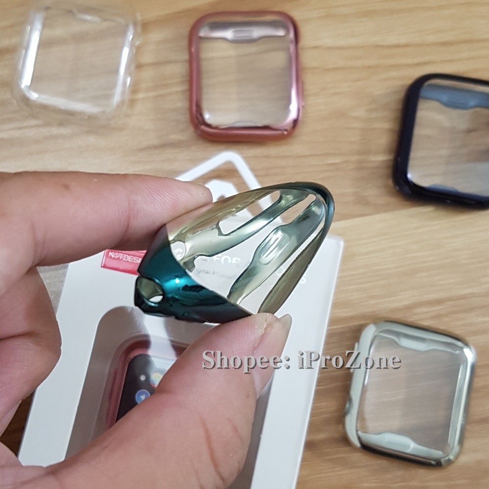 Ốp dẻo TPU viền mầu giả thép cho iWatch chính hãng KST chống sốc , chống vỡ phủ kín mặt + body