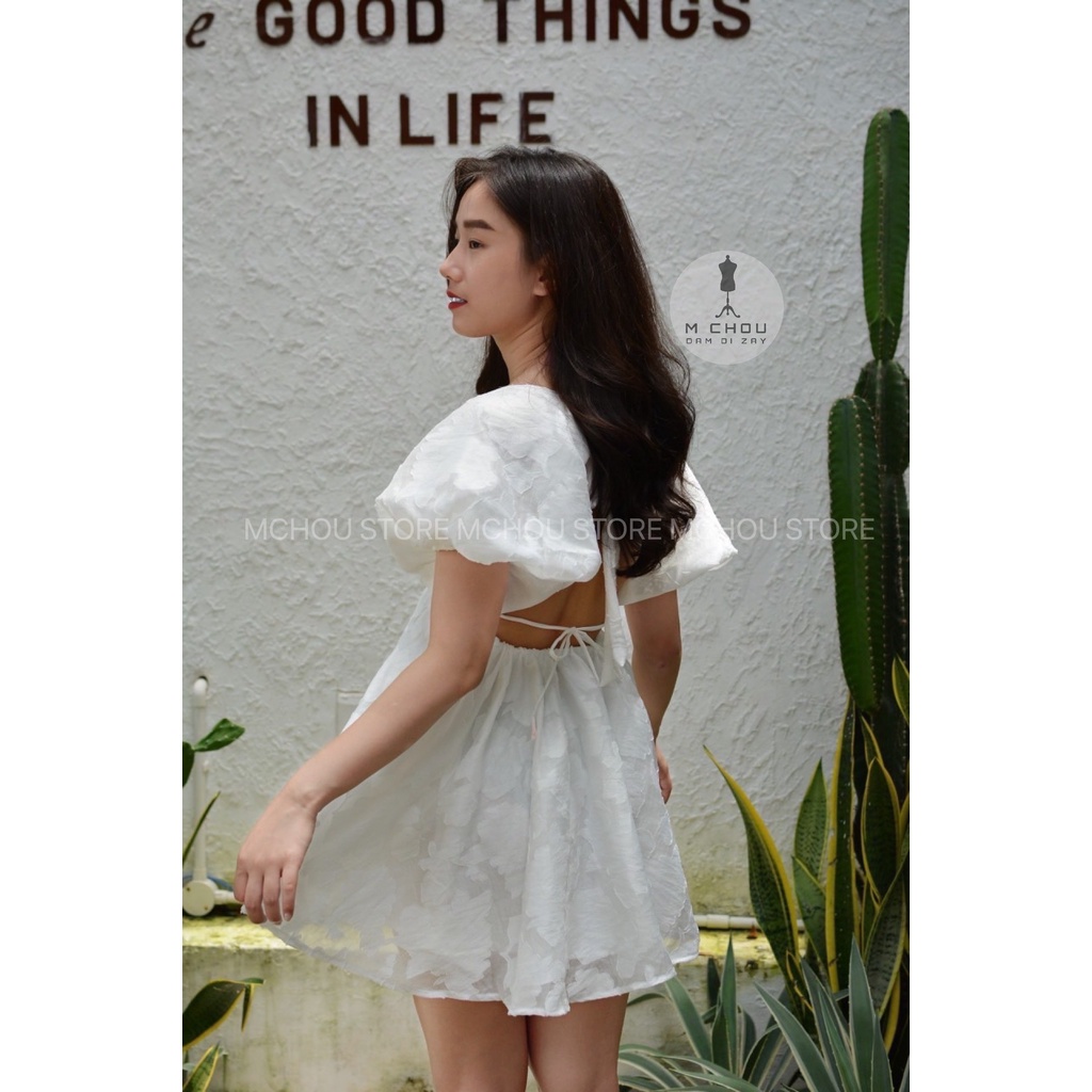 Đầm babydoll , Đầm nữ trắng xinh xắn, Đầm nữ hở lưng, Đầm trắng bánh bèo. phong cách nàng thơ, đầm bánh bèo.