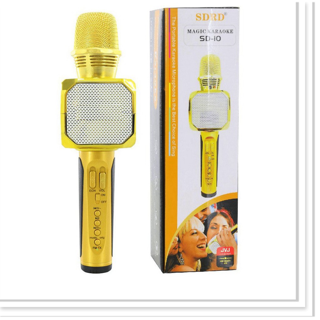 Micro karaoke bluetooth SD 10 mic hát kèm loa đa năng chỉnh giọng, hỗ trợ ghi âm - BH 6 tháng