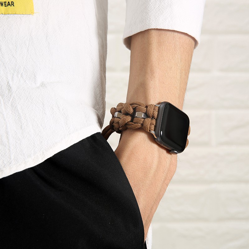 Dây nylon Bện Bằng Thép Không Gỉ 38mm 42mm Cho apple watch 6 5 4 SE 40 44mm 7 41 45mm