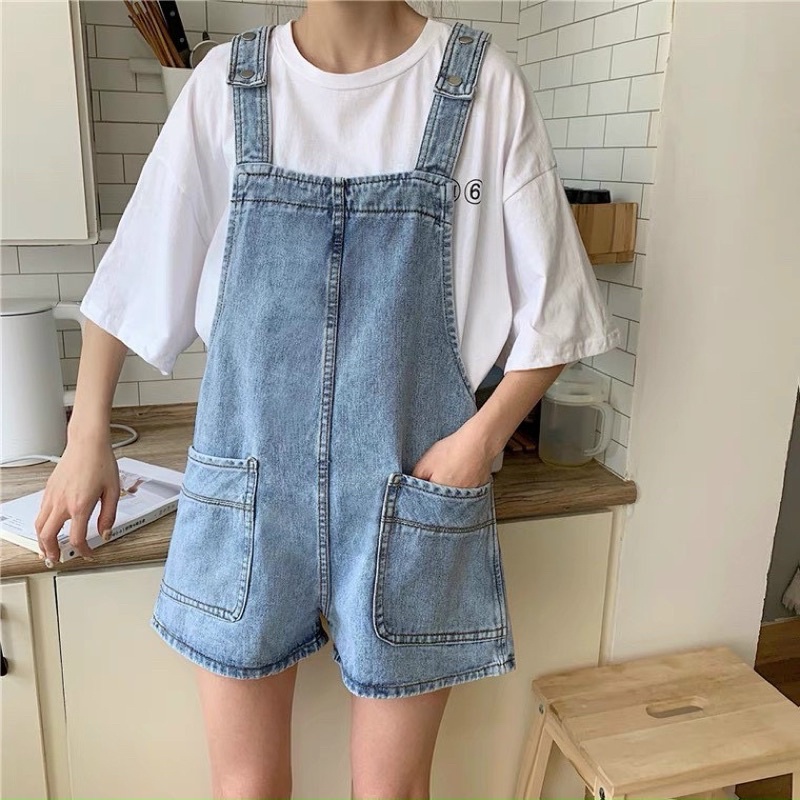 Yếm jean nữ kiểu yếm short nữ 2 túi to trước phong cách trẻ trung thời trang 2KJEAN