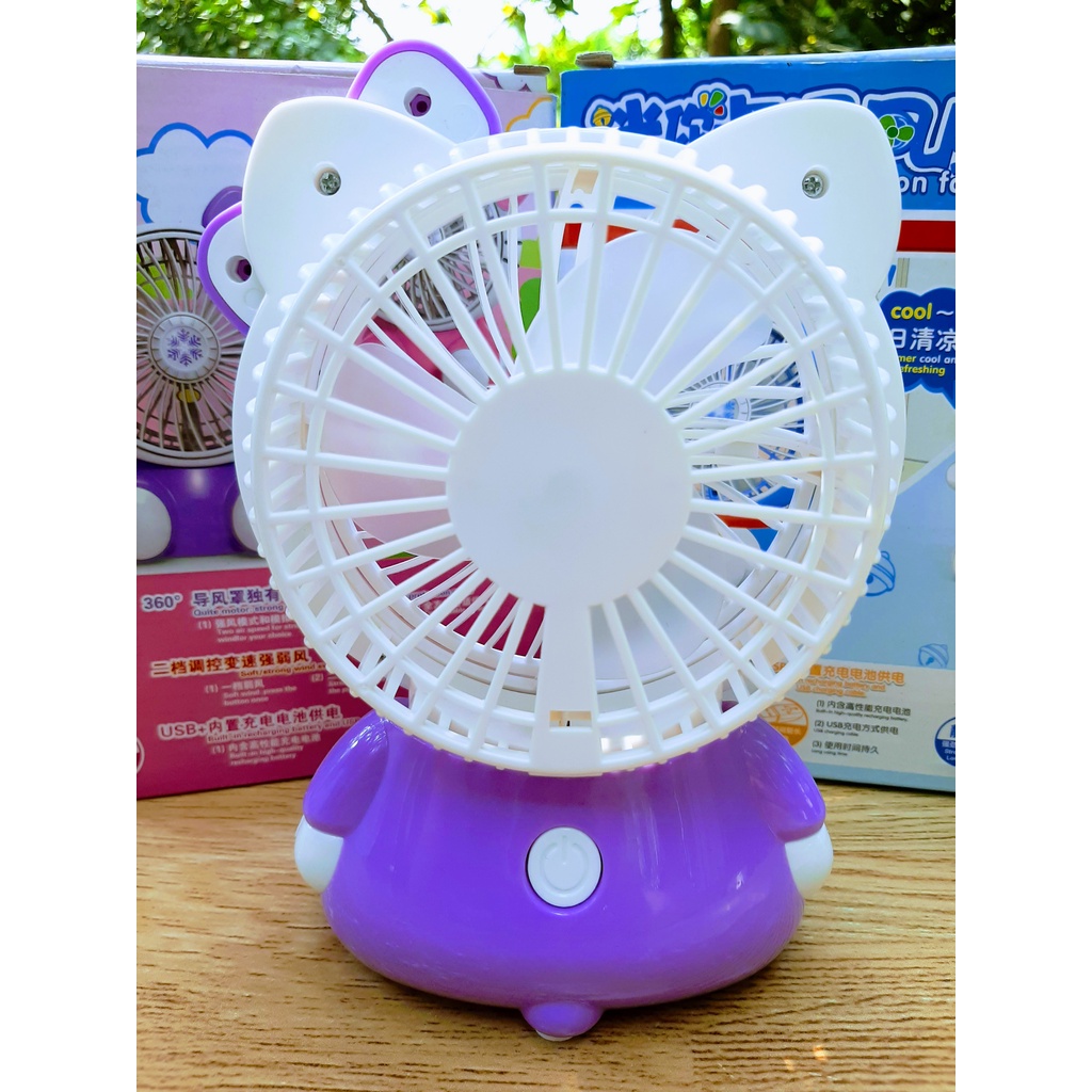 Quạt Sạc Mini Tích Điện Hello Kitty.