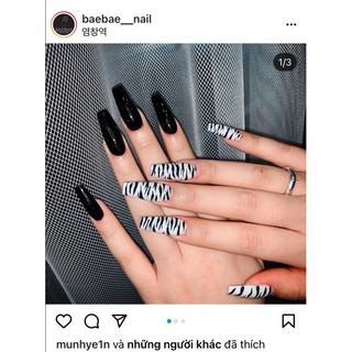 NAILBOX - Móng úp tiện lợi ( Đảm bảo giống hình, giá rẻ ) -  trắng đen mix da hot trend