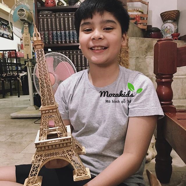 Đồ chơi lắp ráp gỗ 3D Mô hình Eiffel Tower - Tặng kèm đèn LED USB trang trí