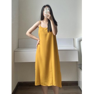 Váy 2 dây/ Đầm dáng suông chất đũi lụa basic nhiều màu mặc đi biển đi chơi
