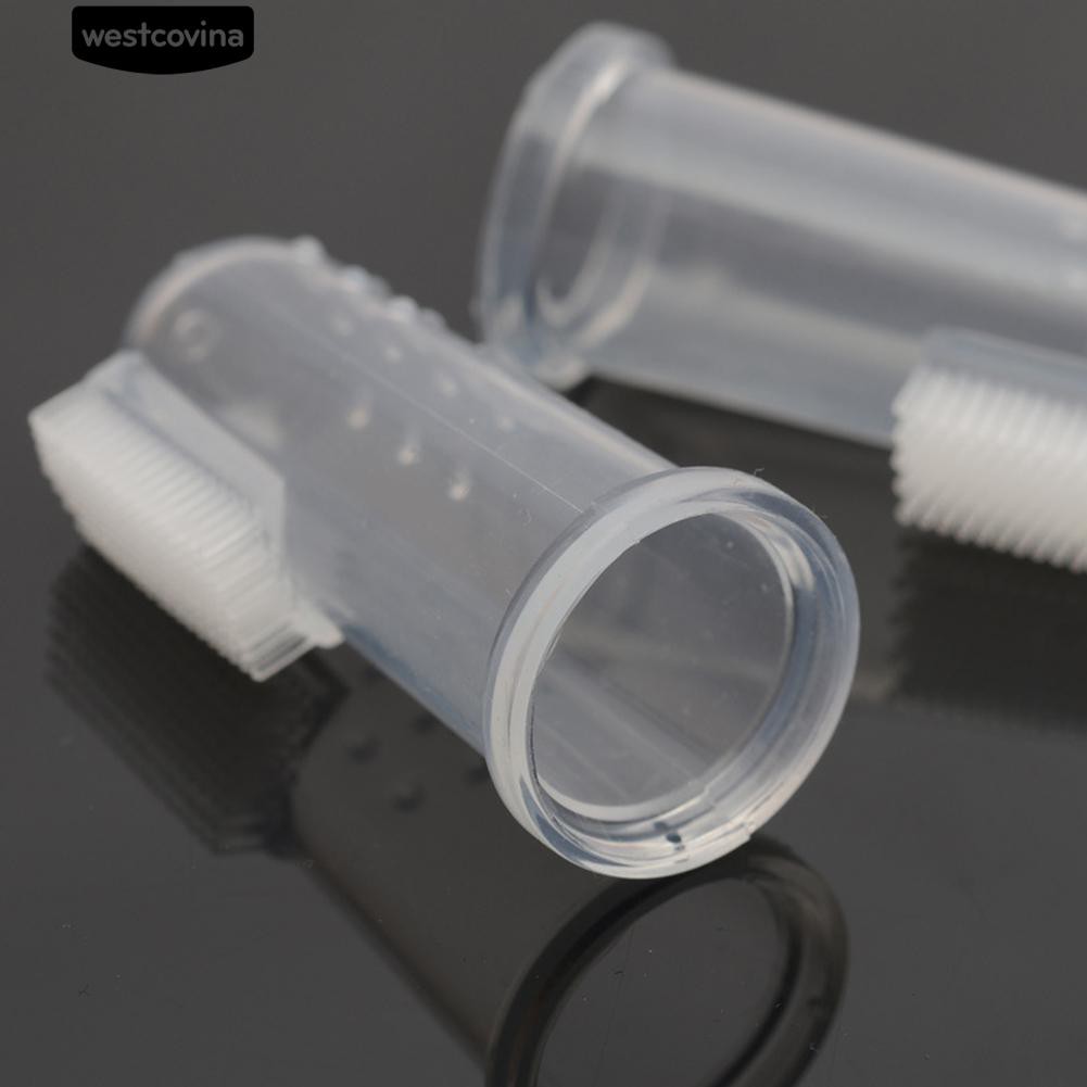 Set 2 Bàn Chải Đánh Răng Đeo Ngón Tay Bằng Silicon Cho Thú Cưng