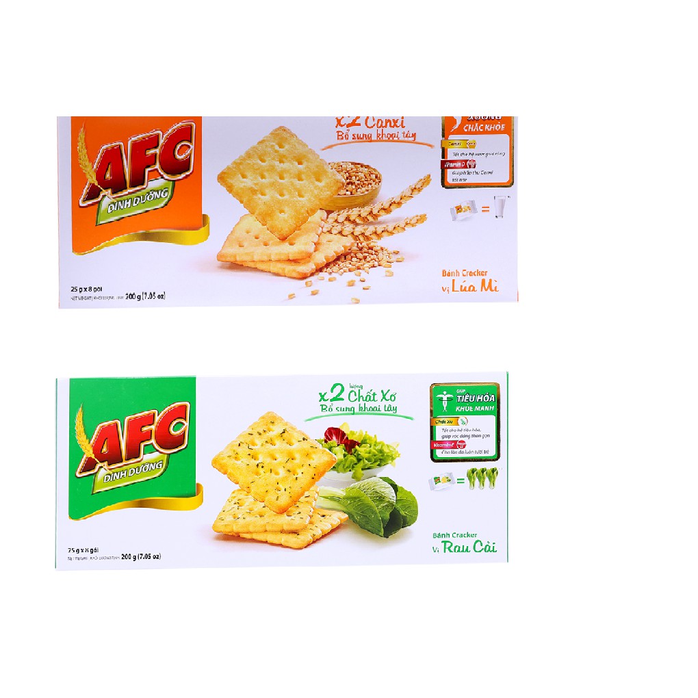 Bánh Qui Mặn AFC Vị Rau Cải / Lúa Mì Hộp 200g