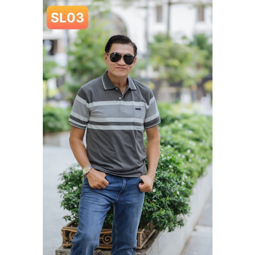 Áo thun nam trung niên cho người lớn tuổi vải cotton co giãn 4 chiều cao cấp - ngắn tay sang trọng