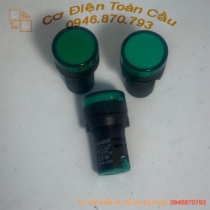 (Sale) Đèn báo phi 22mm AD16-22D/S đầy đủ 3 màu Đỏ, Xanh, Vàng 220v 24v