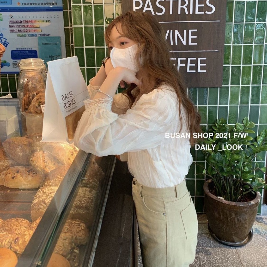 Áo Kiểu Tay Dài Cổ Chữ v Phối Ren Thời Trang Cho Nữ