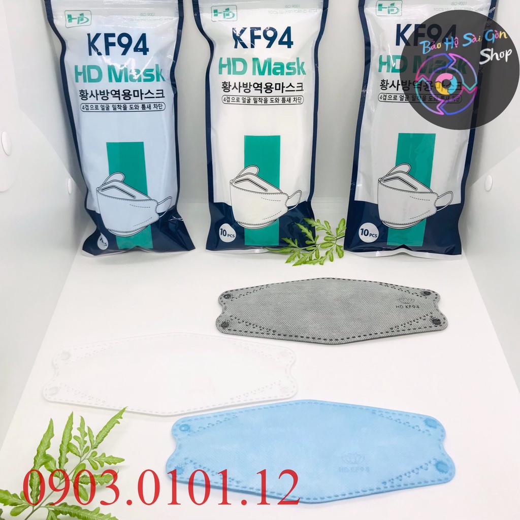 Khẩu trang kf94 chính hãng HD, 4d mask Cao Cấp 4 lớp kháng khuẩn nẹp kẽm không xổ lông không gây ngứa (bịch 10 cái)
