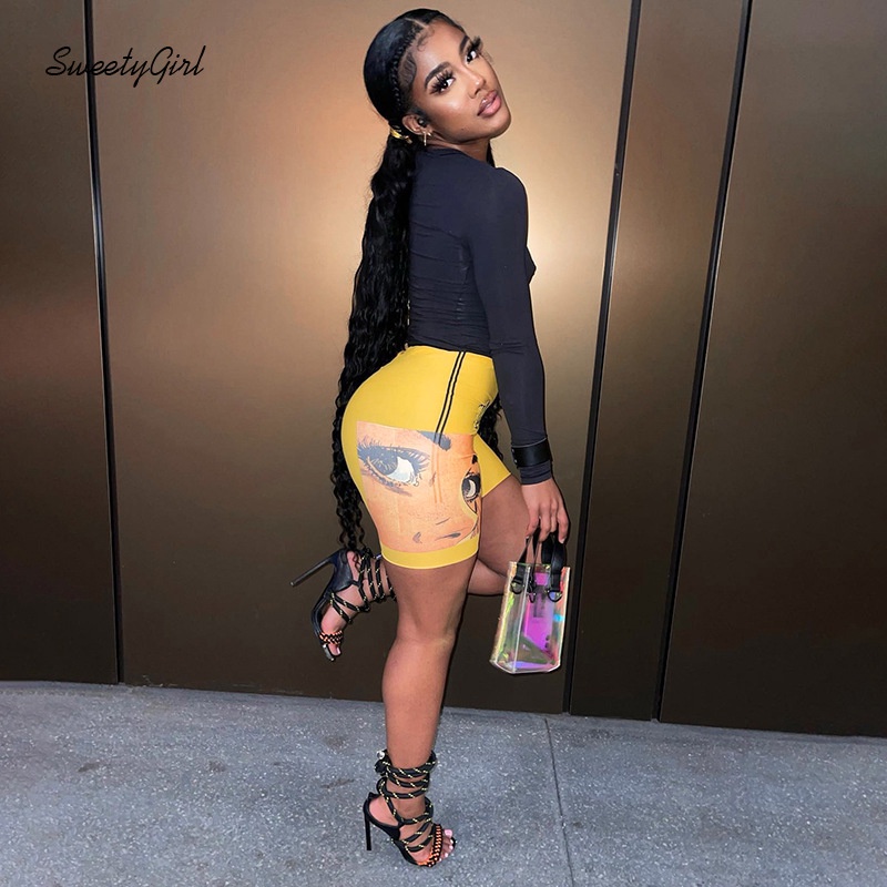 Quần Short Lưng Cao Màu Trơn In Chữ Thời Trang 2022 Quyến Rũ Cho Nữ