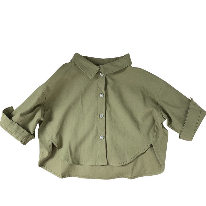 Áo Sơ Mi Cotton Linen Dáng Rộng Màu Sắc Trơn Phong Cách Mori Hàn Quốc Nhật Bản / Hàn Quốc Thời Trang Xuân Thu Dành Cho Bé Trai / Bé Gái