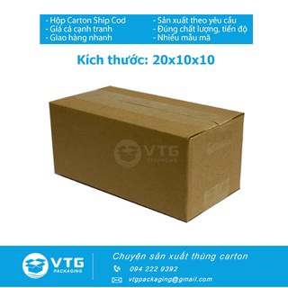 20x10x10 Combo 100 hộp Carton đóng hàng, thùng giấy cod gói hàng, hộp bìa carton đóng hàng giá rẻ