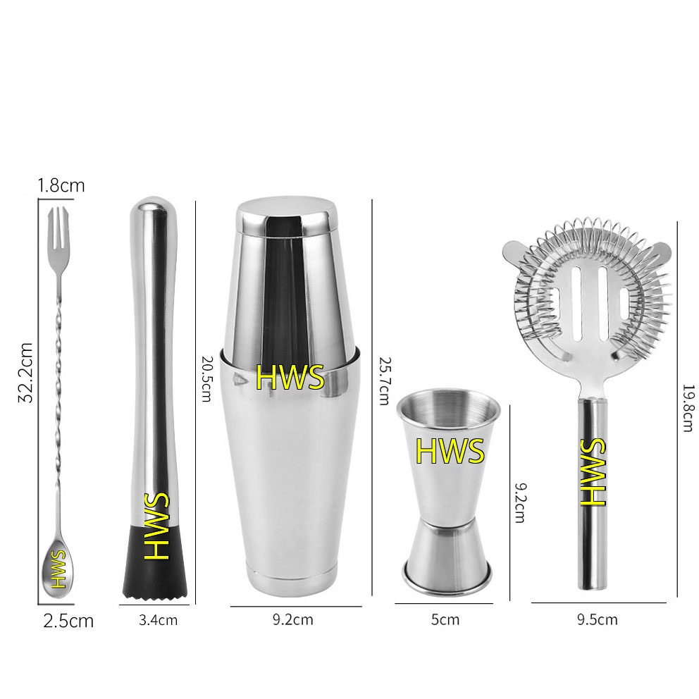 Bộ Dụng Cụ Pha Chế Chuyên Nghiệp Gồm Muỗng Khuấy | Chày | Shaker | Chặn Đá | Ly Định Lượng V.1