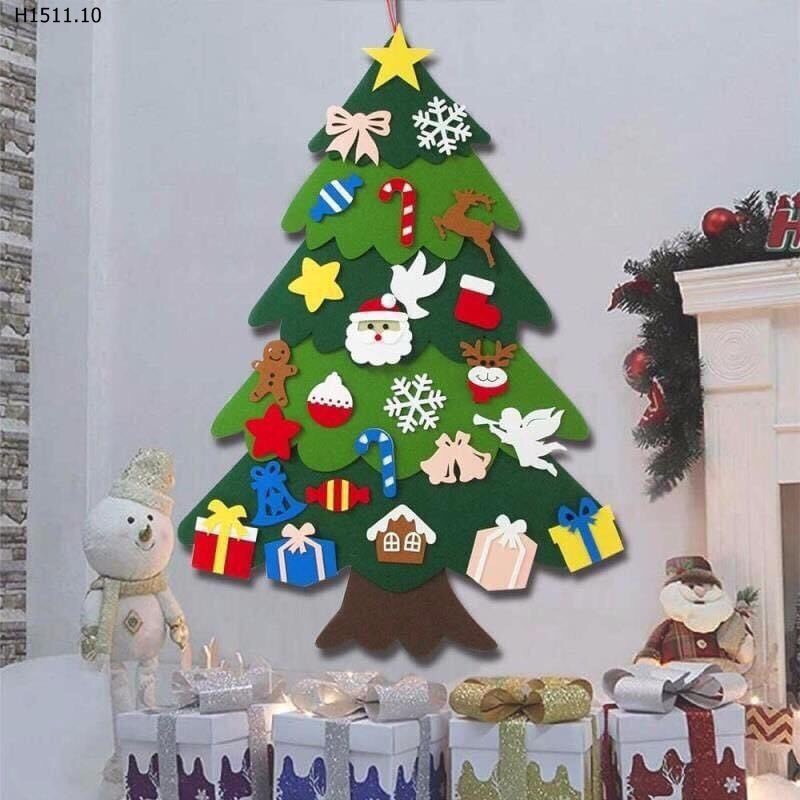 Bộ cây thông Noel vải nỉ  tự làm trang trí dịp Giáng Sinh kèm phụ kiện trang trí