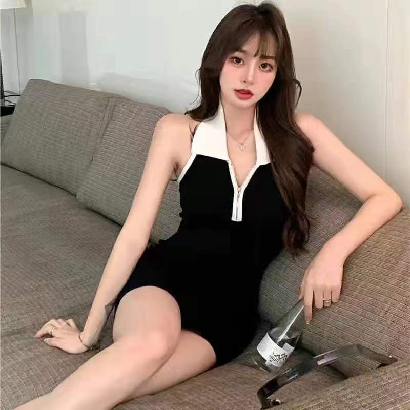 Đầm Ôm Cổ POLO Không Tay Có Khóa Kéo Gợi Cảm Thời Trang Mùa Hè Hàng Mới Dành Cho Bạn Nữ