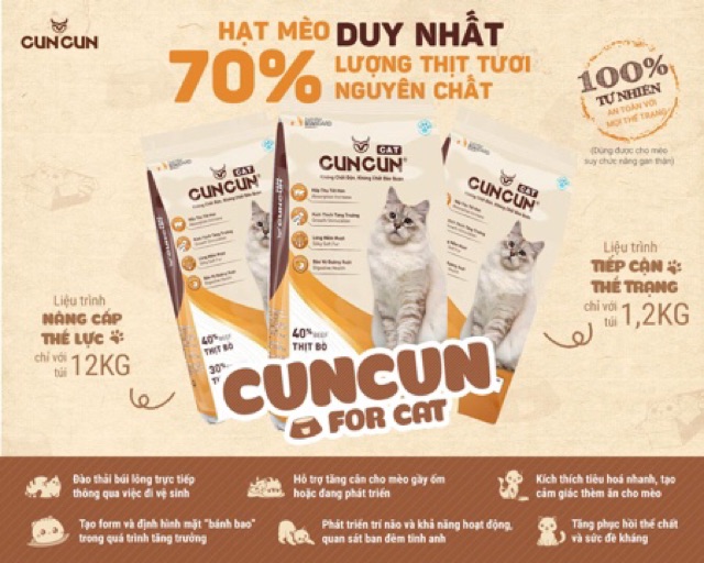 Hạt mèo CunCun CAT - Thức ăn cho mèo CunCun (Hạt khô Cun Cun cho mèo)