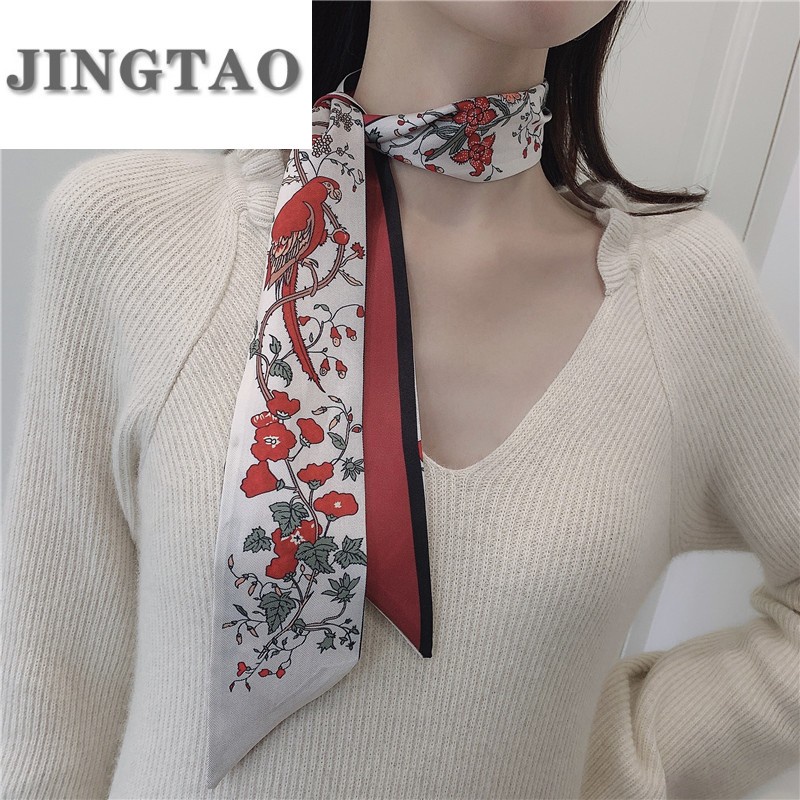 Dây buộc tóc thắt nơ ruy băng vải lụa kiểu Pháp