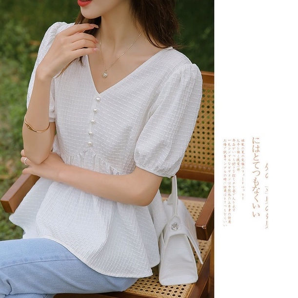 Áo Nữ Tay Ngắn Cổ Chữ V Thời Trang Quyến Rũ