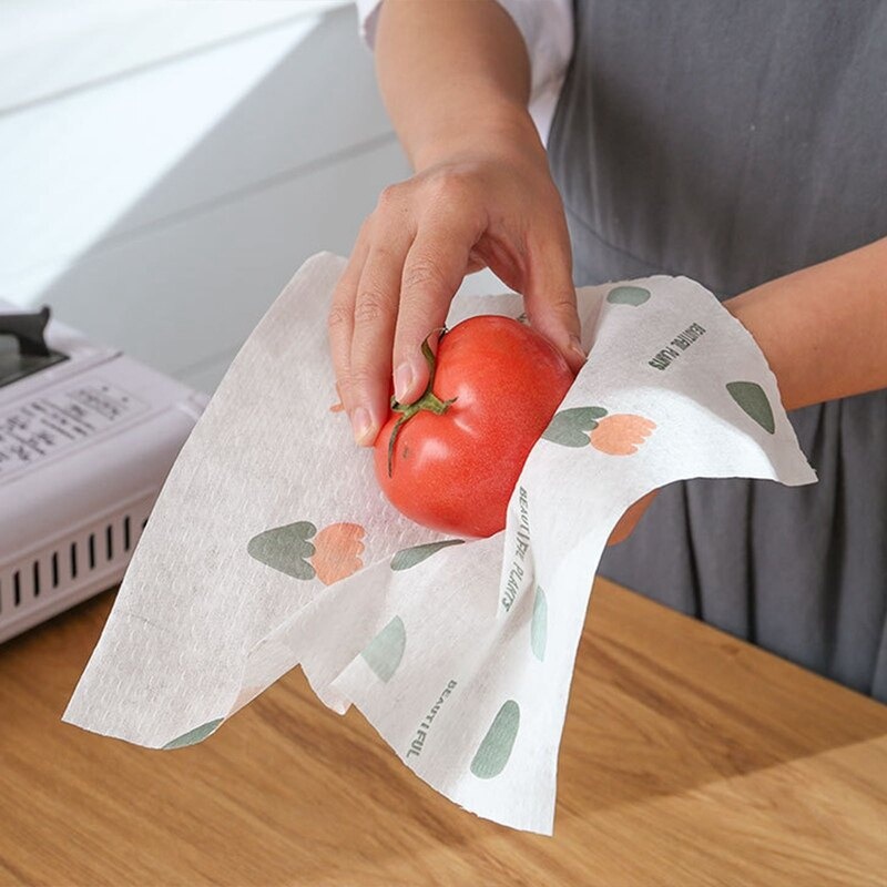 Cuộn khăn lau đa năng nhà bếp hoạ tiết trắng - cuộn 40 khăn