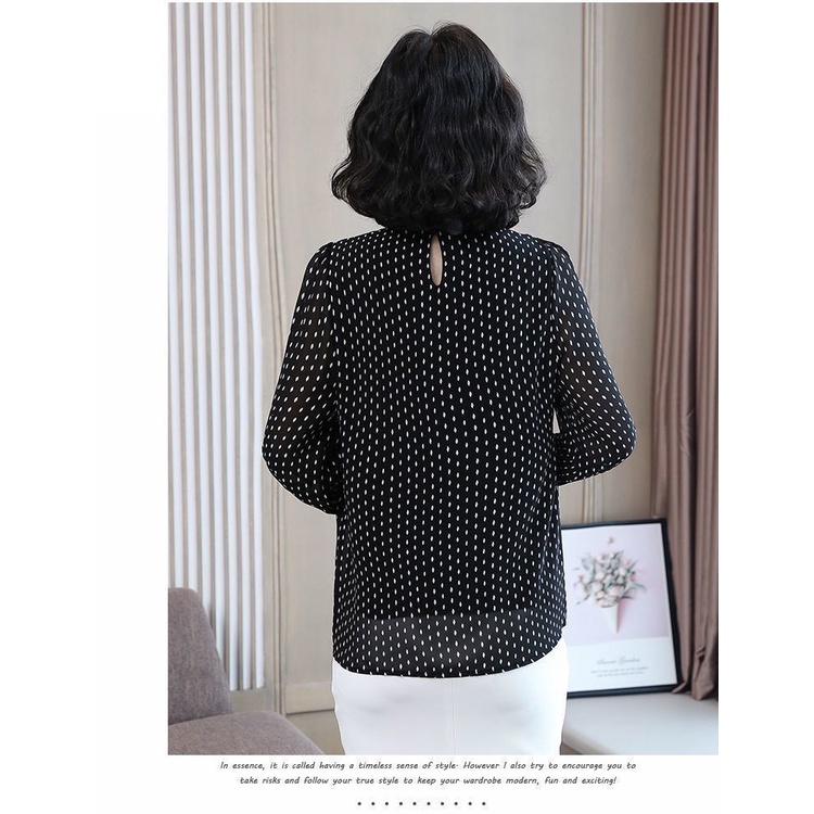 Áo Sơ Mi Chiffon Tay Dài Phồng Họa Tiết Chấm Bi Phong Cách Phương Tây Thời Trang Mùa Thu Mới Dành Cho Nữ