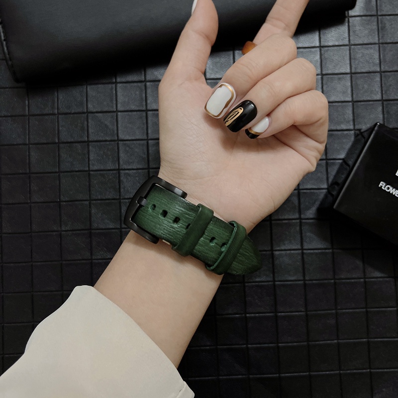 Dây Đeo Da Sáp Dầu Kiểu Vintage Cho Đồng Hồ Thông Minh Apple Watch Series 7 6 5 4 3 2 1 SE iwatch7 45mm 38/41/40/42 44mm