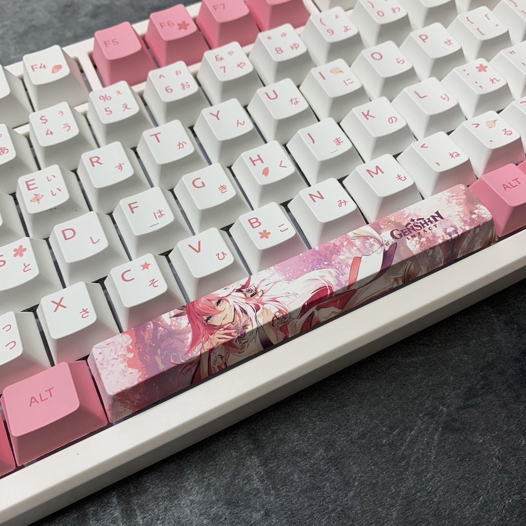 Keycap Genshin Impact YAE MIKO Nút Bàn Phím PBT Dye sub Keycaps Nhuộm Thăng Hoa 135 Phím Họa Tiết Hoạt Hình anime Màu Hồng