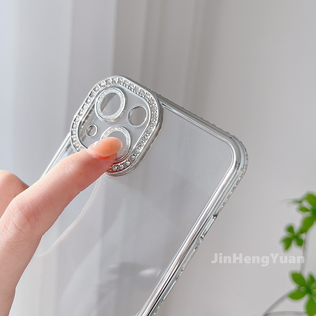 Ốp Điện Thoại Silicon Trong Suốt Chống Sốc Đính Kim Cương Lấp Lánh Sang Trọng Cho IPhone 13 11 12 Pro Max