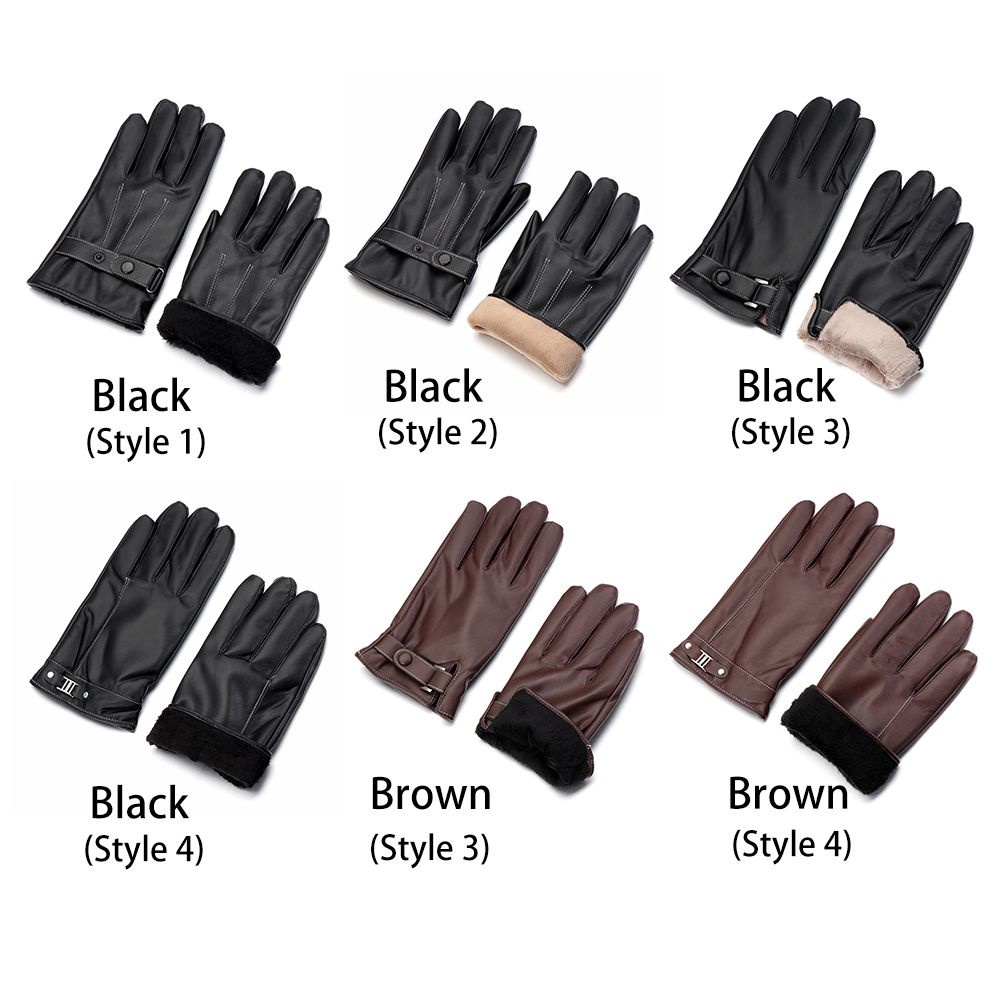 Găng tay da lót lông cừu giữ ấm chống nước cảm ứng màn hình cho nam