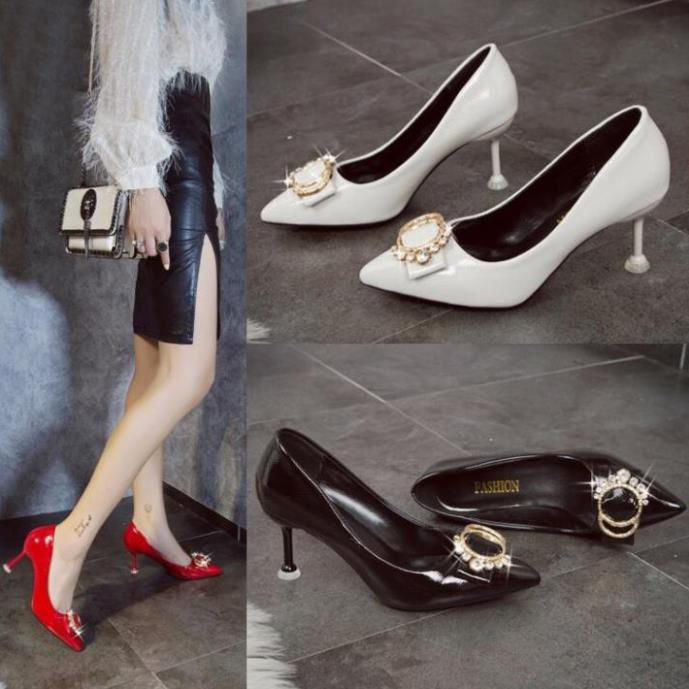 𝐒𝐀𝐋𝐄 salle HOT [FREE SHIP] Giày cao gót 7 phân nơ đính đá - TGSGNU031 Đẹp HOT..2020 Xịn ! new ⁹ * : * > "