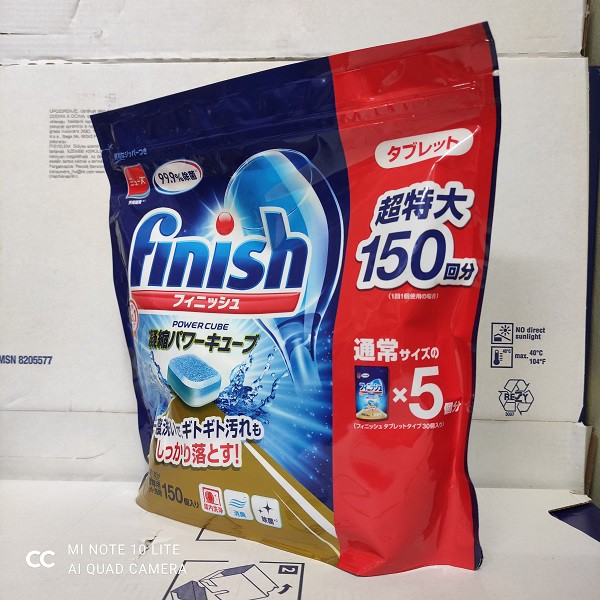 Túi 150 viên rửa bát Finish Nhật [viên nhỏ, phù hợp cho máy nhật]