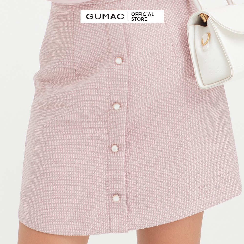 Chân váy nữ gấm nẹp giả GUMAC đủ màu, đồ công sở thanh lịch VB408 | BigBuy360 - bigbuy360.vn