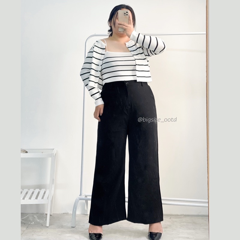 Set áo dây len sọc bigsize kèm khoác