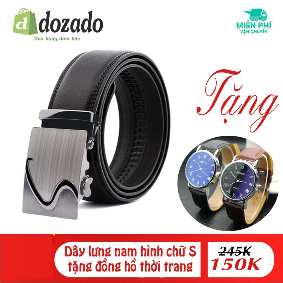 Thắt Lưng Nam Da Cao Cấp hình chữ S Dozado + Tặng Kèm (có hình thật)