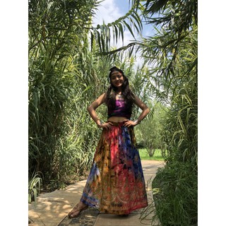 Chân Váy Ấn Họa Tiết Boho Thêu Hạt Tinh Tế - MUOJ