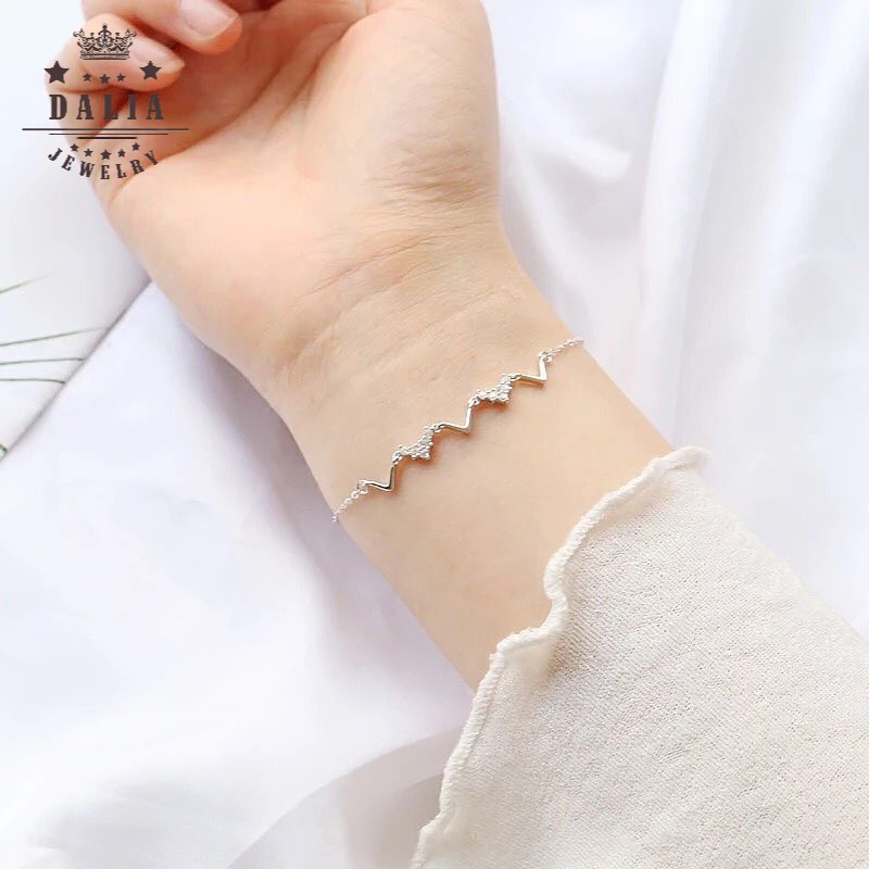 Lắc tay bạc nữ cao cấp DaLiA Jewelry lắc tay bạc thật hình nhịp tim cá tính không gỉ