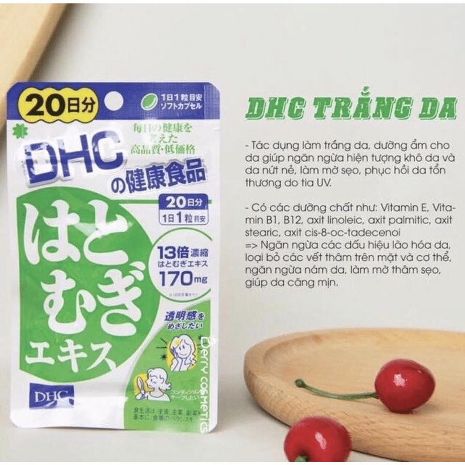 Viên Uống Trắng Da DHC Nhật Bản Chiết Xuất Hạt Coix Làm Trắng, Mịn Và Ngăn Ngừa Khô Nứt Da, Giàu Chất Dinh Dưỡng Cho Da