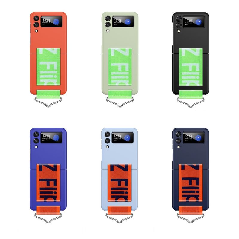 Ốp Samsung Z Flip 4 - Z Flip 3 - Z Flip3 - Flip4 5G sắc màu nổi bật kèm dây vải cầm tay cá tính dễ thương