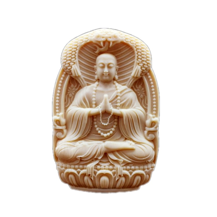 Dây chuyền mặt Địa Tạng Vương Bồ Tát và mãng xà bằng hạt dừa ngà - MV02