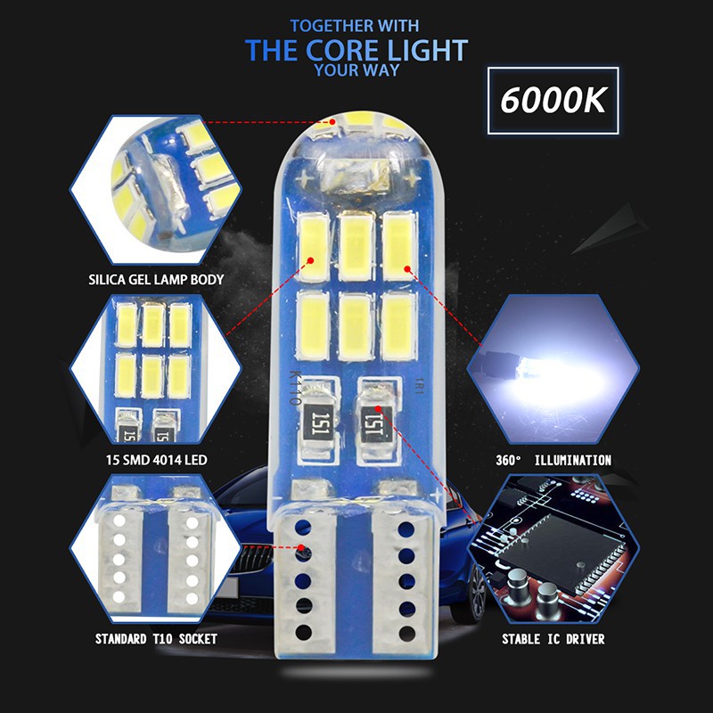 Đèn LED Kevanly T10 15 Smd W5W 168 194 12v làm đèn tín hiệu/ gắn biển số xe hơi
