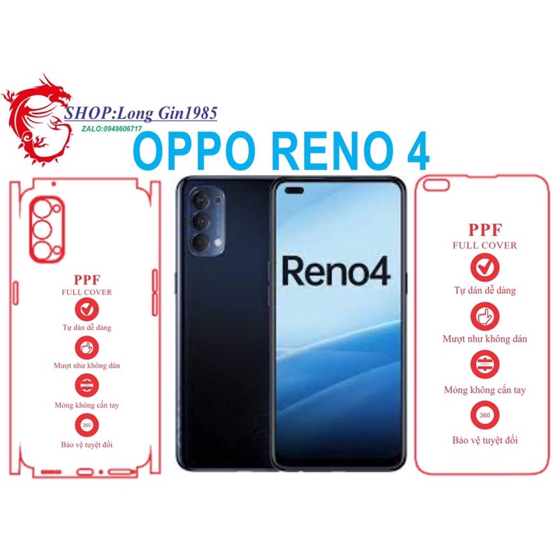 Oppo Reno 4 miếng dán Ppf mặt sau và mặt trước chống va đập chống trầy xước