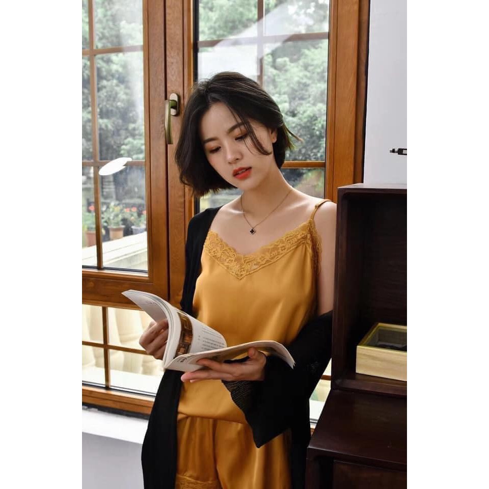 Bộ ngủ lụa 2 dây cao cấp hàng quảng châu 4 màu ( sẵn ) | BigBuy360 - bigbuy360.vn
