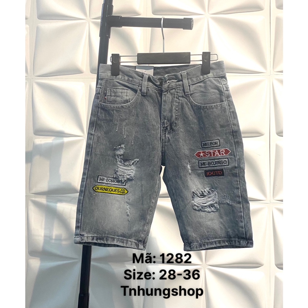 Size 36; Quần Đùi short jean Nam thêu Mã 1282 [tnhung]