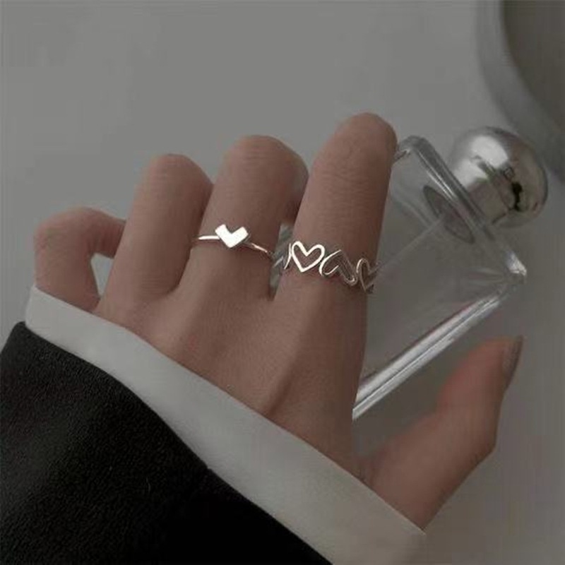 Nhẫn Hình Trái Tim Rỗng Đơn Giản Thời Trang Có Thể Điều Chỉnh Cho Nữ / Bé Trai