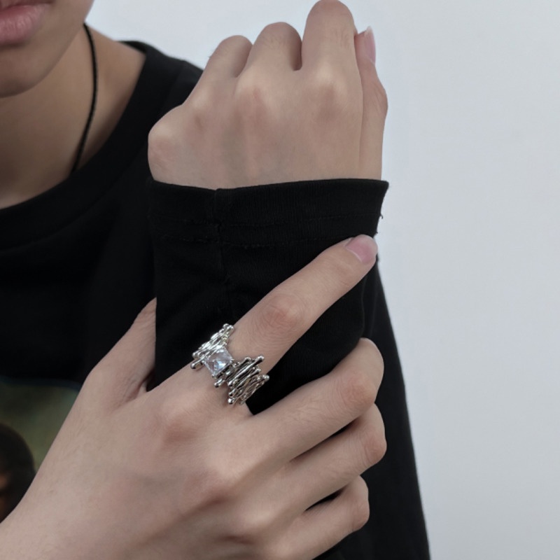 Nhẫn Trang Sức Kiểu Hở Đính Đá Zircon 19A1683 Phong Cách Retro Đơn Giản Cho Nam Nữ