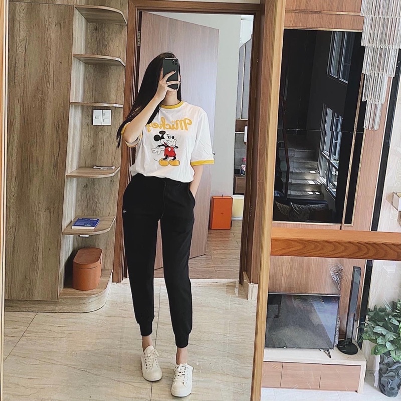 Áo thun basic phối viền mickey siêu kute