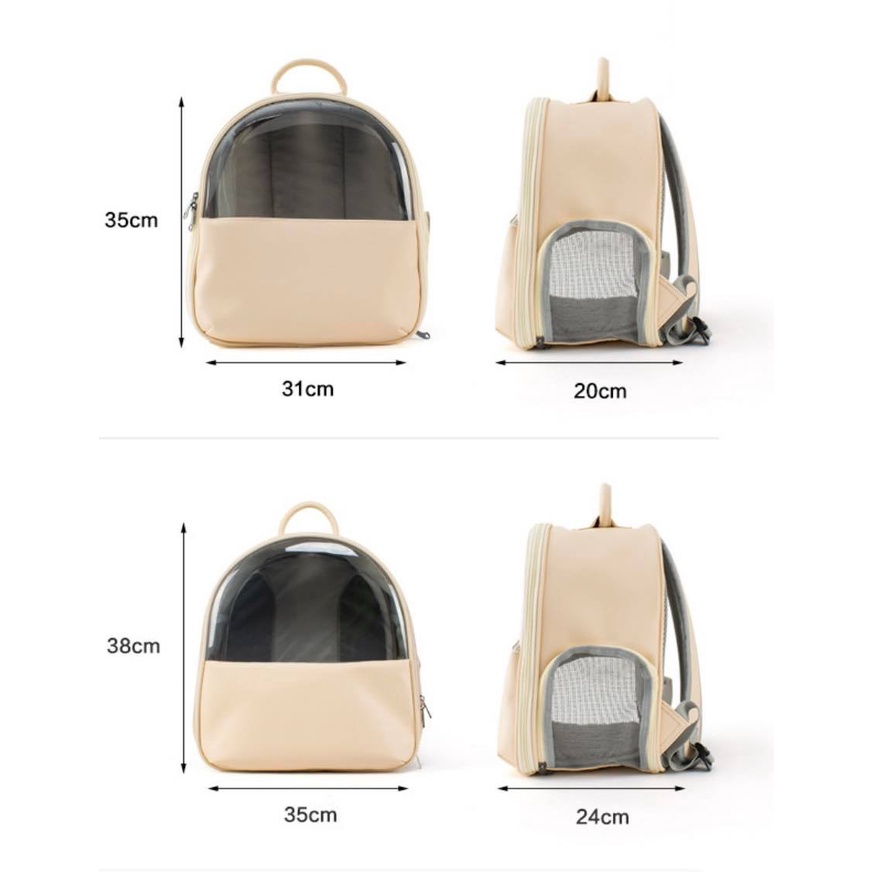 - Balo Da Vận Chuyển Thú Cưng- Balo Chó Mèo- Chống Nước- Có Mặt Kính- Thiết Kế Thời Trang